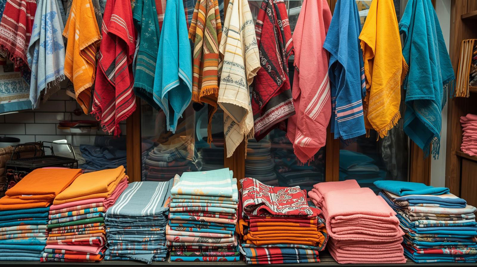 Serviceleistungen am Hausenhof Die Hausenhof-Weberei fertigt verschiedene Stoffprodukte in bunten Farben